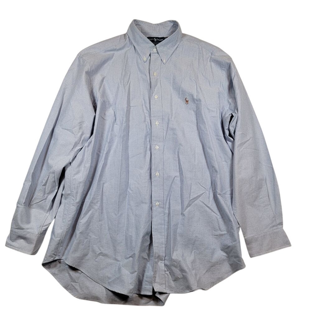 Ralph Lauren Mens Yarmouth Oxford Shirt Sz 18 / 36in Blue Button Down Flesh Pony
